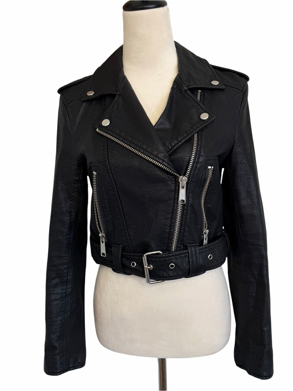 pistola Black Belted Moto Faux Leather Jacket - Picture 3 of 10